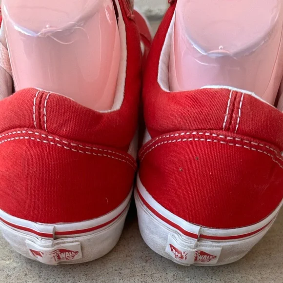 Vans Old Skool Sneakers Shoes Mens 9 Womens 10.5 Red White Low Top Skater - Picture 8 of 10